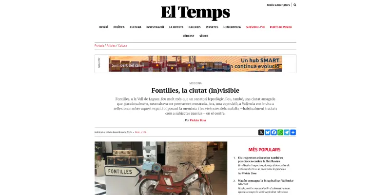 Fontilles, la ciutat (in)visible. Reportaje de Violeta Tena en la revista El Temps